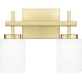 thumbnail image 1 of Wilburn 2-Light LED Bathroom Vanity Light in Satin Brass, 1 of 8