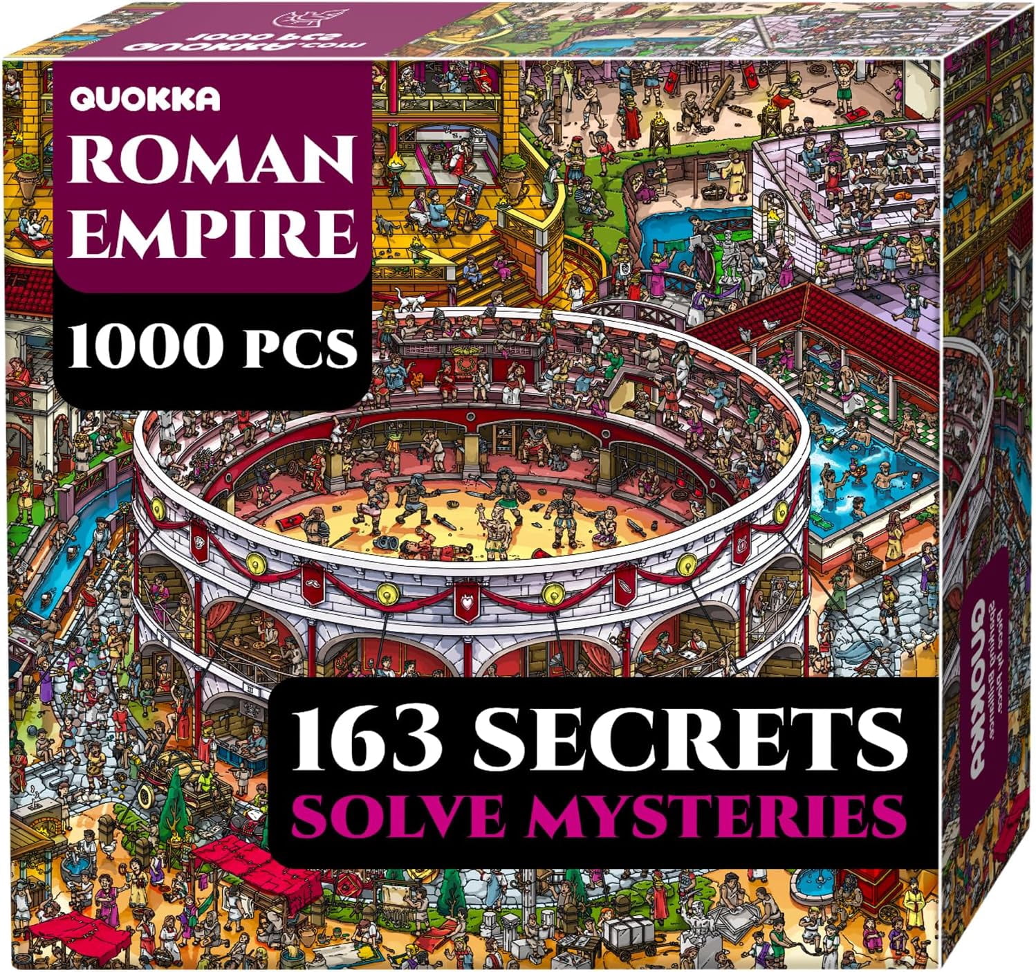 Quokka 1000 Piece Puzzle for Adults – Roman Empire Colosseum Jigsaw – 163 Hidden Mysteries, 2 Secret Envelopes for Immersive Experience