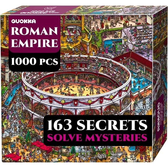 Quokka 1000 Piece Puzzle for Adults – Roman Empire Colosseum Jigsaw – 163 Hidden Mysteries, 2 Secret Envelopes for Immersive Experience