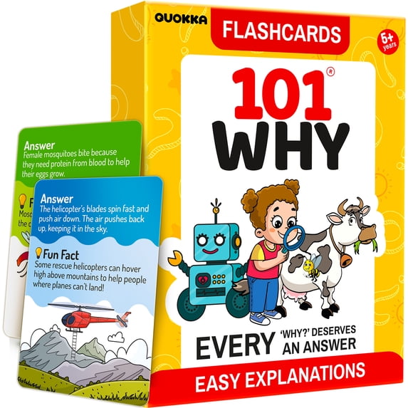 Quokka 101 WHY Card Games for Kids Ages 4-8 – Flash Cards for Kids with Simple Explanations & Fun Facts – Educational Games About Science, Nature, Space, Body Topics
