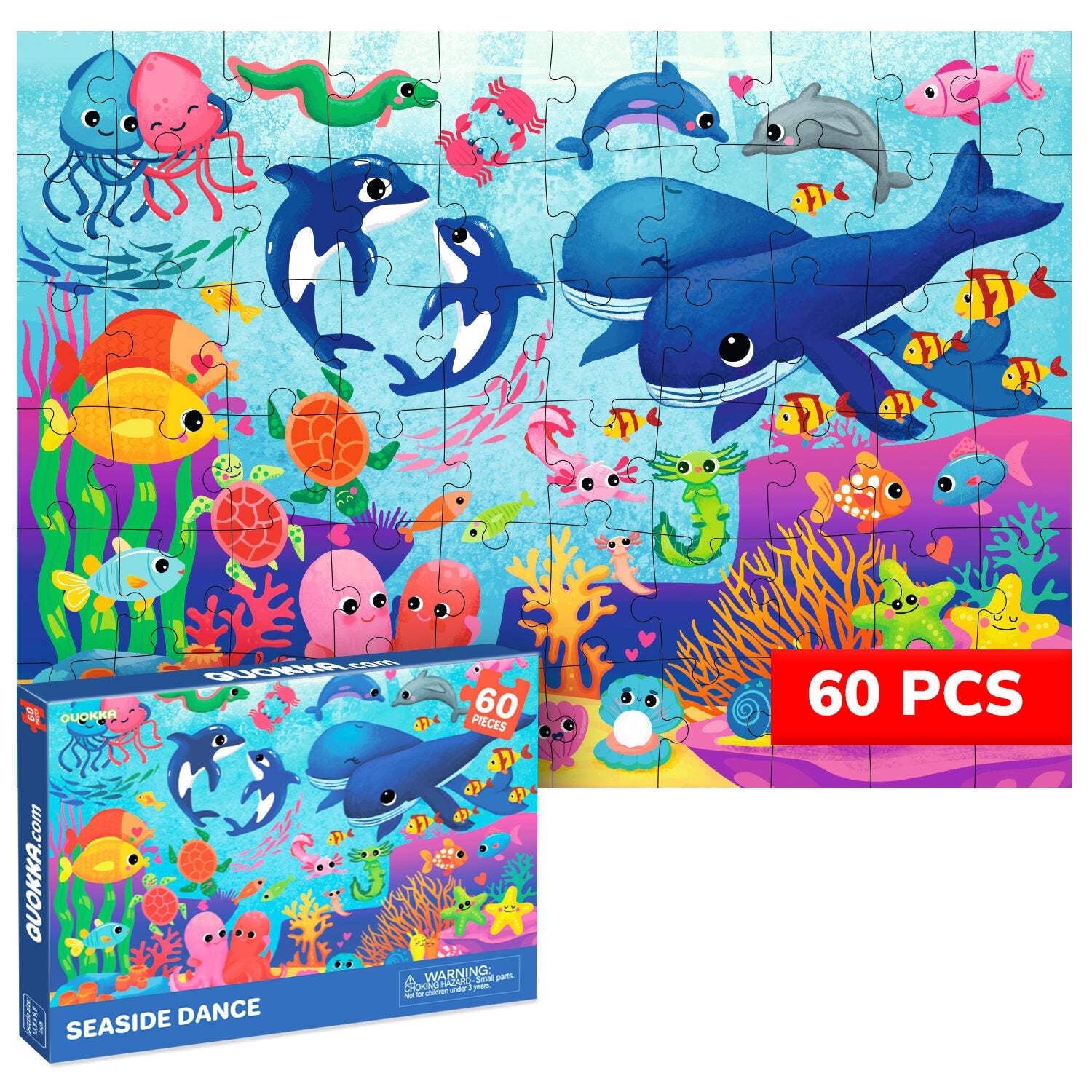 QUOKKA Puzzle 100 Pièces – Animaux Marins – 41x30 Cm – Dès 4 Ans – Boîte De Rangement