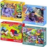 Quokka Kids Puzzles Ages 4-6 - 60 Piece Kids Puzzles Zoo – Set of 4 Animal Jigsaw Puzzles for Kids Ages 3-5
