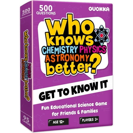 Quokka Card Game for Kids Age 12  - Who Knows Chemistry Physics Astronomy Better? Educational Game for Teens and Adults
