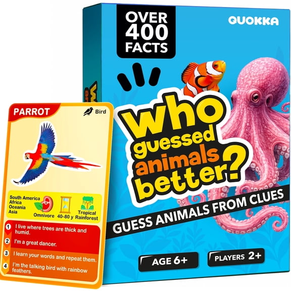 Quokka Card Games Who Guess It Better Animals Volume 1 – Educational Game with Visual Clues, Animal Discovery Card Set