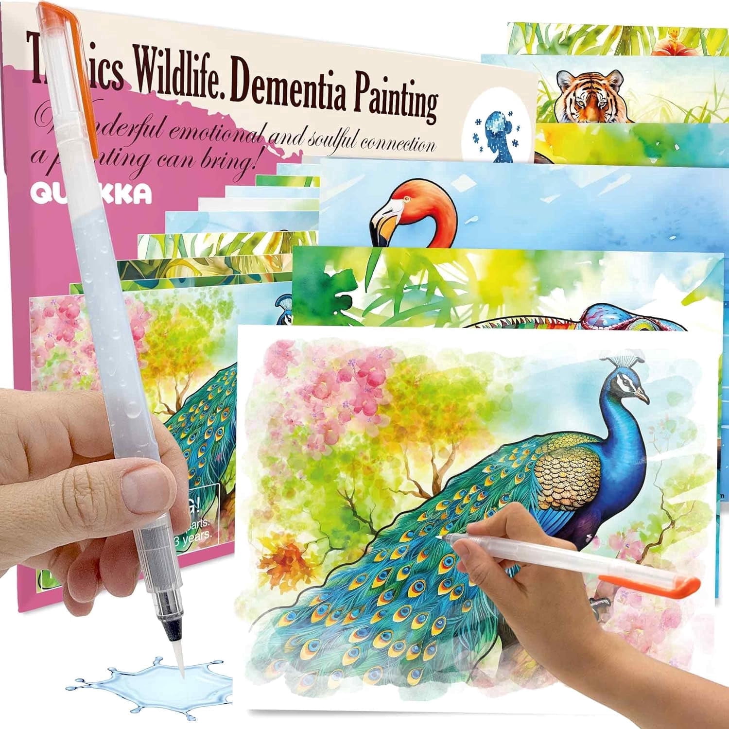 Quokka Dementia Activities for Seniors - Water Painting Alzheimers Products for Elderly - Reusable Activity Kits - Tropics Wildlife Relaxing Set