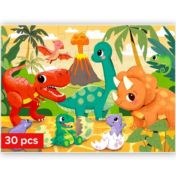 Quokka Dinosaur Puzzle for Kids 3-5 - 30 Pieces Floor Jigsaw Puzzle Games for Kids 6-8