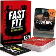 Fast Fit Beast Mode Workout Cards   120 Tear Resistant HIIT Fitness Deck; Full Body Training Exercises for Strength