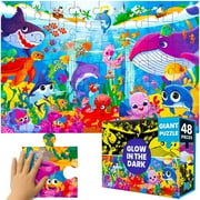 Quokka Floor Puzzle for Kids Ages 4-8 – Glow in the Dark Giant Jigsaw Puzzles with Deep Sea Adventure Scene