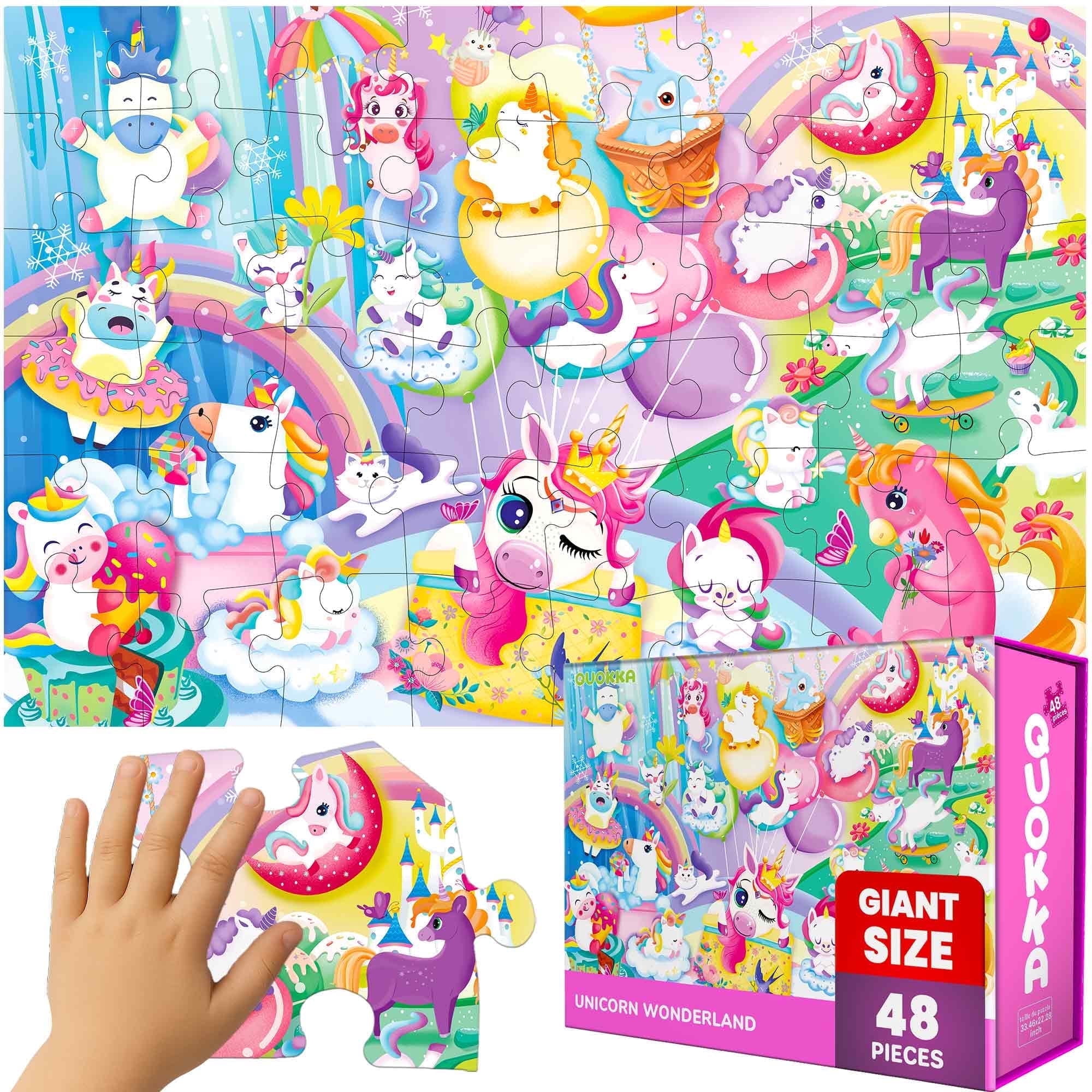 Quokka Floor Puzzles for Kids Ages 4-6 – 48 Large Piece Unicorn Jigsaw Puzzles – Educational Toys for Children 3 5