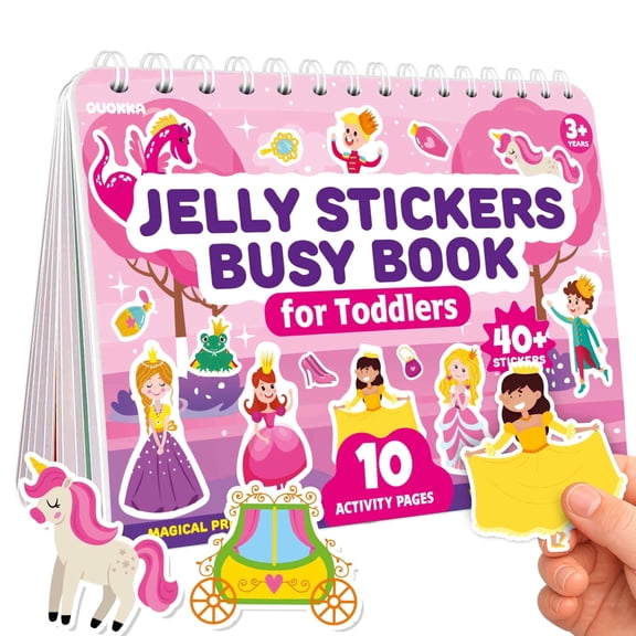 Quokka Busy Books for Toddlers 1-3 - Jelly Stickers with 10 Fairy Tale Topics - Waterproof Washable Toddler Activity Busy Book