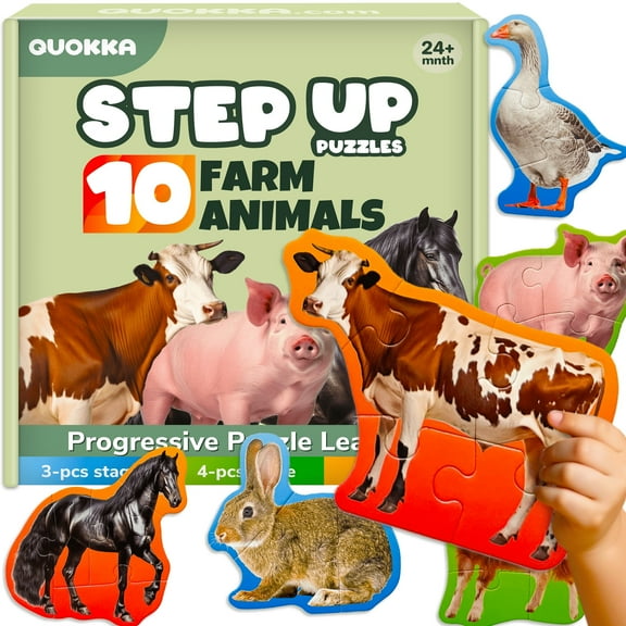 Quokka Jigsaw Puzzles for Kids - Shapes Farm Animals for Toddler - Educational Toys for 2 Year Old