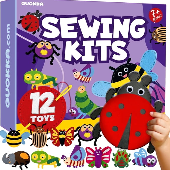 Quokka Kids Sewing Kit Crafts Ages 4-8 - Art Crafts for Kids Ages 6-8 - Bugs & Insects Sewing Kit Basic