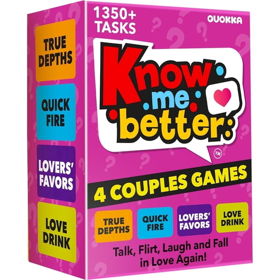 Quokka Card Games for Adults Set 4 in 1 - Know Me Better Couples – Date Night Conversation Starter with Questions, Dares & Challenges