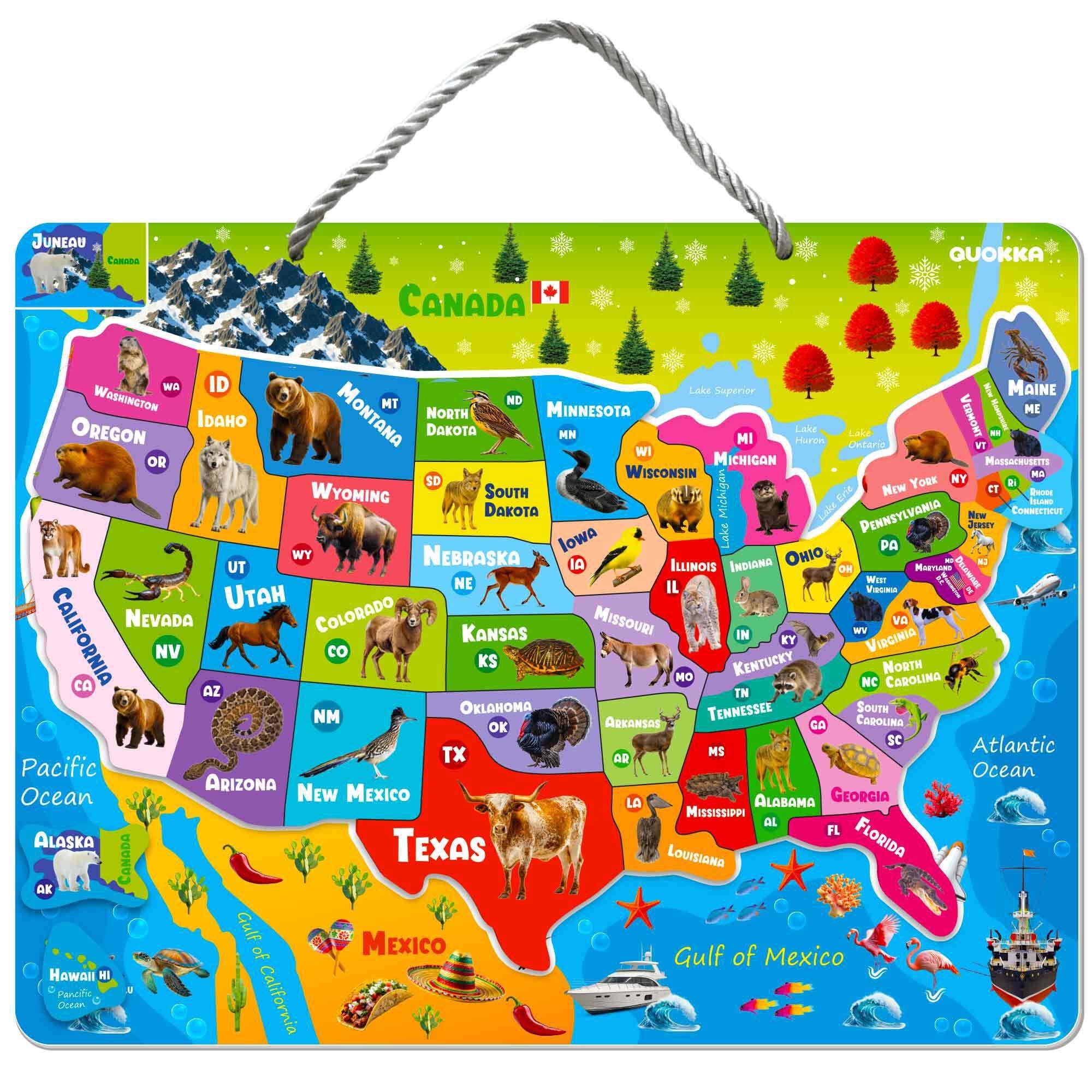 Magnetic Puzzles for Kids - Realistic USA Map - Walmart.com