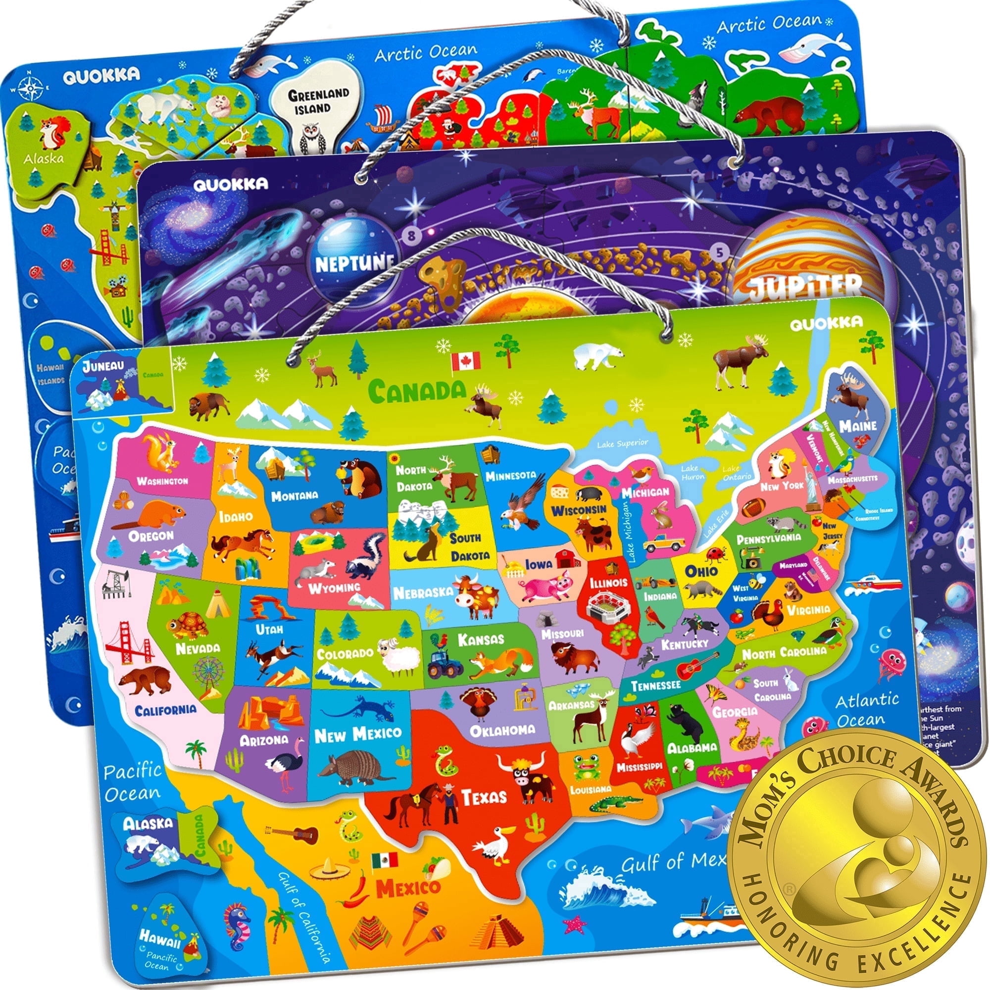 Quokka Magnetic Puzzles for Kids Ages 4-8  - 3 Educational Travel Games for Toddlers 6-8 Year Olds