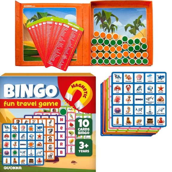 Quokka Magnetic Travel Game for Kids Ages 4-8 – Bingo Game & Car Activities