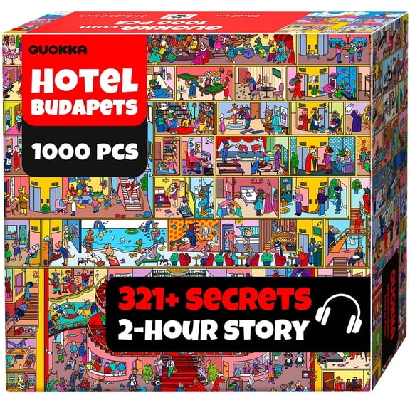 Quokka Puzzles for Adults with Hotel Wildeluxe Themed – Jigsaw Puzzles 1000 Pieces with Hidden Secrets & Audio Story