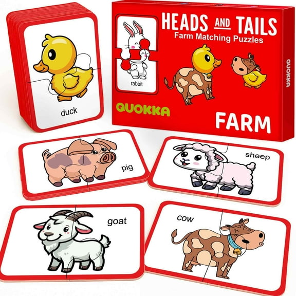 Quokka Toddler Puzzles 2-4 Years – Jigsaw Puzzles with 16 Matching Pairs of Farm Animals – Memory Matching Puzzles for Kids 3 6