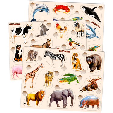 Quokka Toddlers Educational Toys Learning Games Jigsaw Puzzles, Wood, 3 Count
