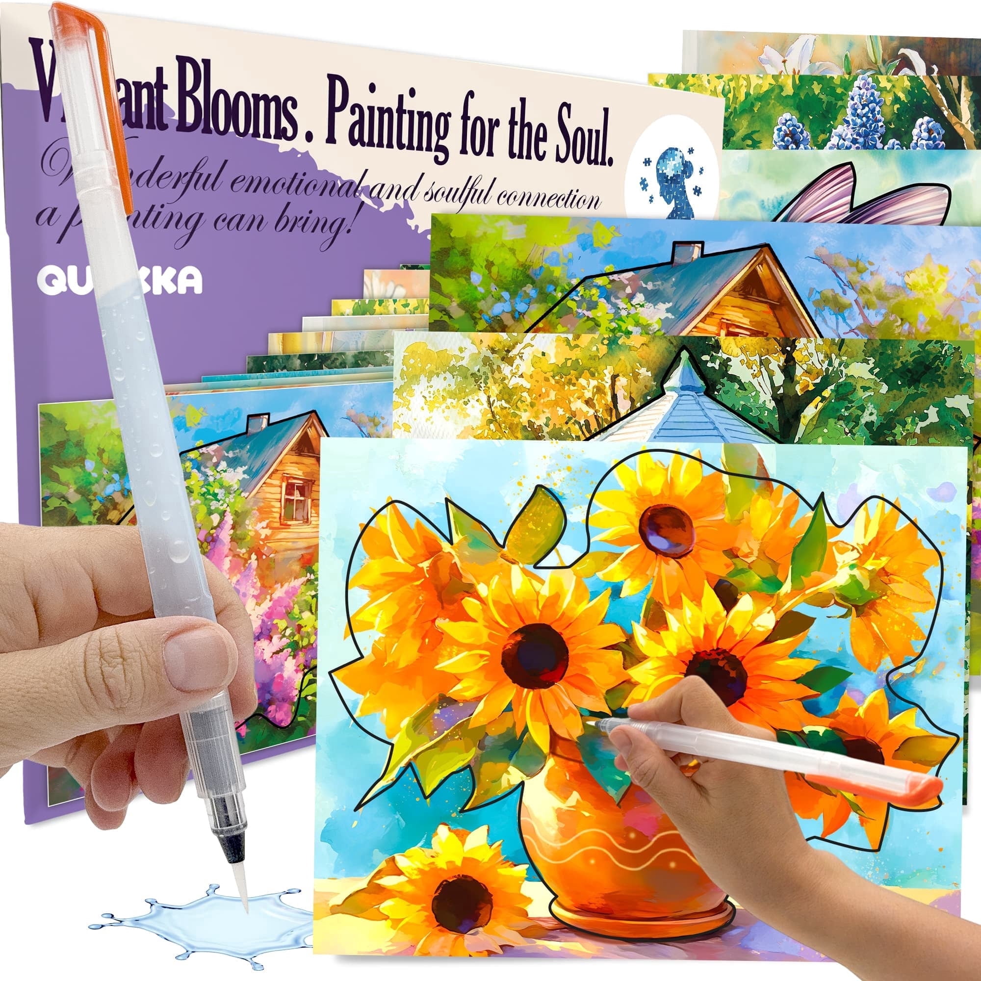 Quokka Water Painting Alzheimer's Activities for Seniors – Dementia Products 10Pack – Vibrant Blooms