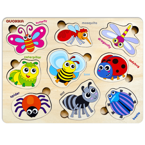 Quokka Wooden Puzzles Ages 1 4 - Colorful Bugs Wood Games - Toddler Learning Activities