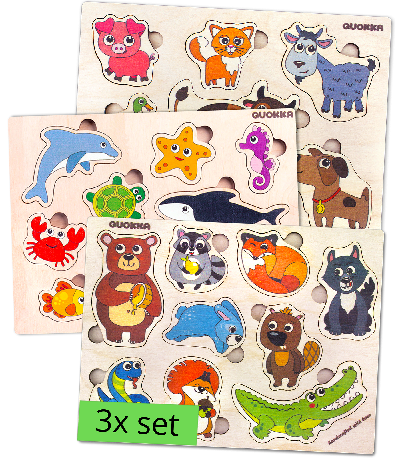 Quokka Wooden Puzzles for Toddlers Ages 1-3 - Animal Puzzles for Kids 2-4 Years Old - Wood Learning Travel Toys