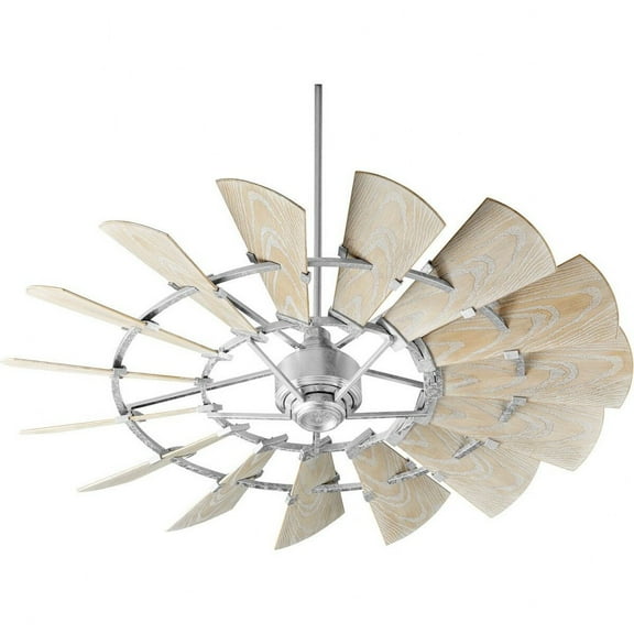 Quorum Lighting Windmill 60 Galvanized 15-Blade DC Fan, Weathered Oak Blades, Optional Light Kit, Damp Rated, Limited Lifetime Warranty