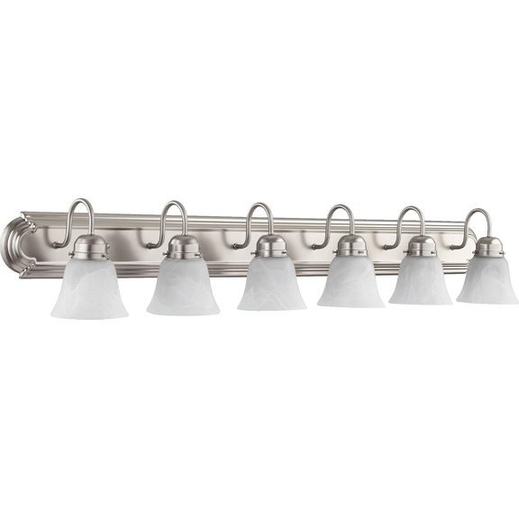 Quorum 5094-6-165 Traditional Six Light Vanity from Moritz Collection in Pewter, Nickel, Silver Finish,