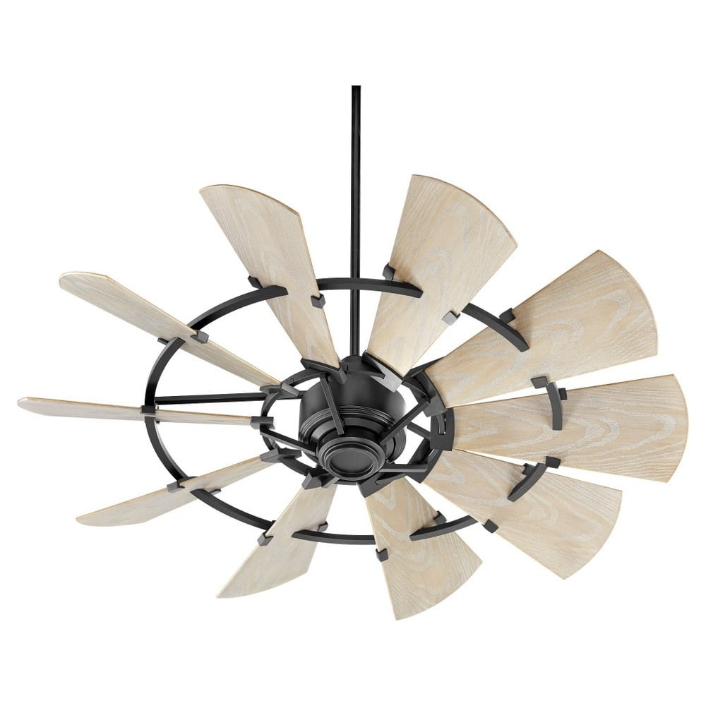 Noir Finish 52" Ceiling Fan with Weathered Oak Blades and Remote