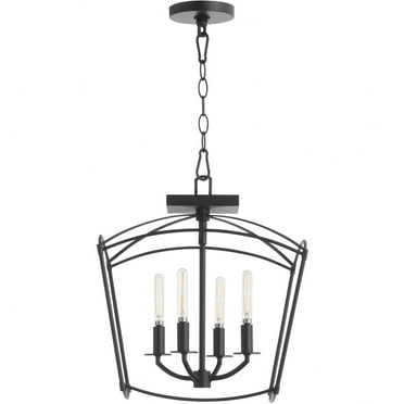 2812-14-59-Quorum Lighting-Mantle - 4 Light Convertible Pendant-16 Inches Tall and 14.5 Inches Wide-Matte Black Finish    -Traditional Installation