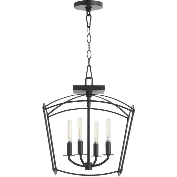 2812-14-59-Quorum Lighting-Mantle - 4 Light Convertible Pendant-16 Inches Tall and 14.5 Inches Wide-Matte Black Finish -Traditional Installation