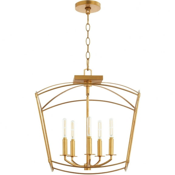 2812-18-74-Quorum Lighting-Mantle - 5 Light Convertible Pendant-19 Inches Tall and 18.5 Inches Wide-Gold Leaf Finish    -Traditional Installation