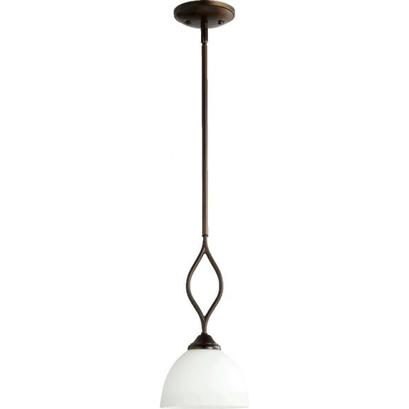 Quorum Lighting Brooks 1-Light Mini Pendant, Oiled Bronze, 7W, 14.5H, Stem Hanging, Dry Rated