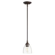 Quorum Lighting Enclave 1-Light Mini Pendant, Oiled Bronze, 5.5W, 7H, Stem Hanging, Glass, 100W, Dry Rated