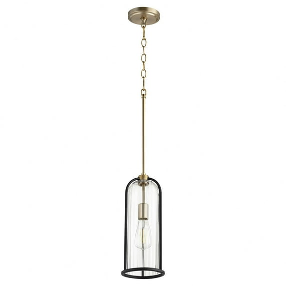 Quorum Lighting Espy 1-Light Pendant, Noir/Aged Brass, Glass, 6.25W x 15H, Incandescent, Damp Rated