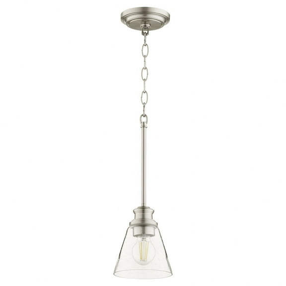 Quorum Lighting Dunbar 1-Light Pendant, Satin Nickel, Glass, 6W, 7H