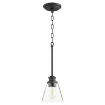 Quorum Lighting Dunbar 1-Light Pendant, Noir Finish, Glass Shade