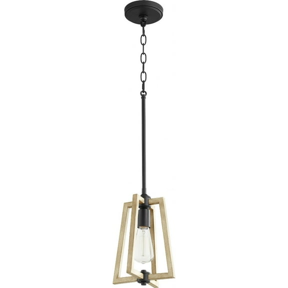 Quorum Lighting Alpine 1-Light Pendant, Noir/Driftwood, 8W x 12H, Incandescent, Dry Rated