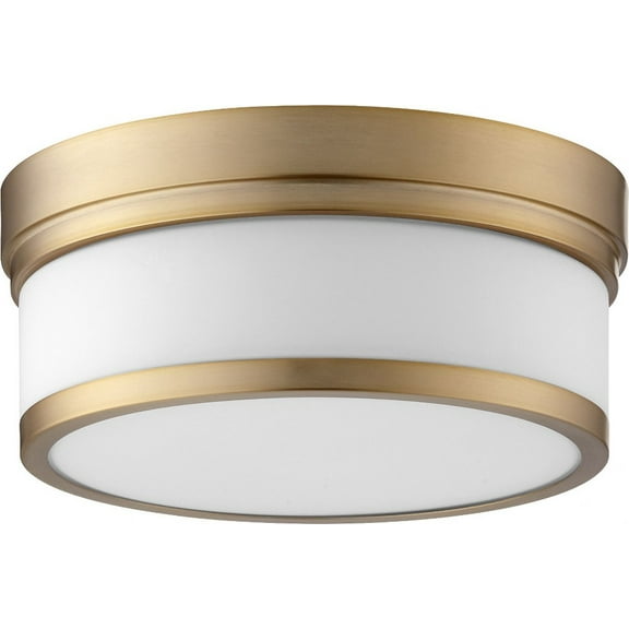 Quorum Lighting Celeste Glass Flush Mount - 2 Lights, Aged Brass, 12 Width, 5 Height
