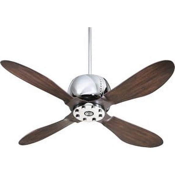Quorum International 36524-14 Elica 52 inch Chrome with Walnut Blades Ceiling Fan