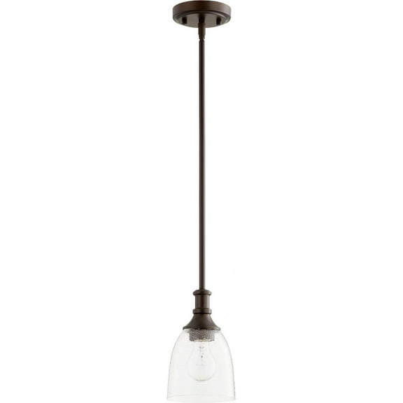 Quorum Lighting Richmond 1-Light Mini Pendant, Oiled Bronze, Clear Seeded