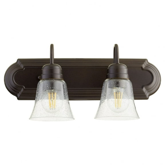 Quorum 2-LT Bath Vanity Light - Oiled Bronze w/Clear/Seeded - 5094-2-286