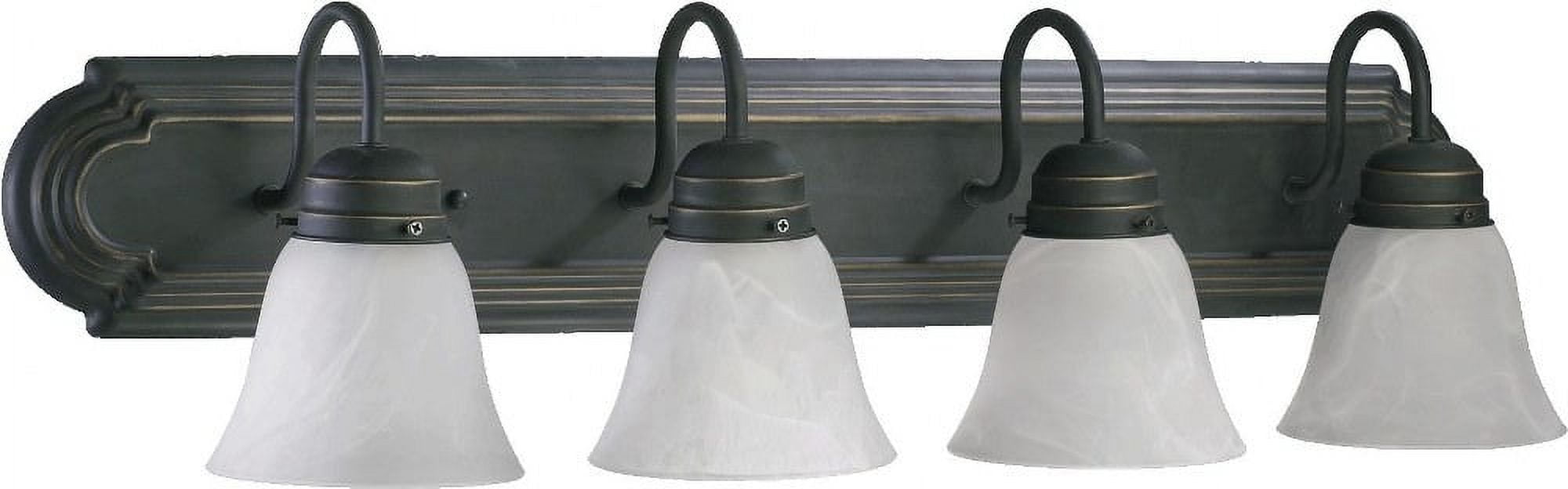 Old World Nickel 4-Light Vanity with Faux Alabaster Glass