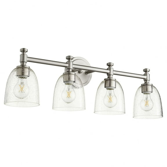 Quorum Lighting Rossington 4-Light Satin Nickel Glass Shade 30 Ceiling Fan