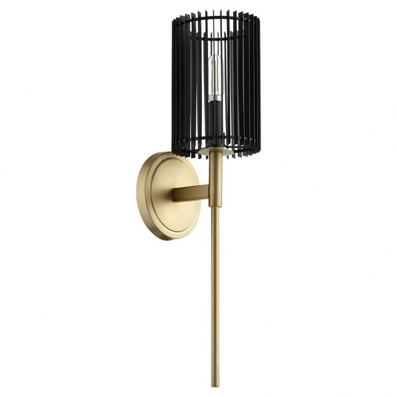 Quorum Lighting Finura 1-Light Wall Mount, Aged Brass, 5 Width, 20.5 Height, 6 Depth, Damp Rated