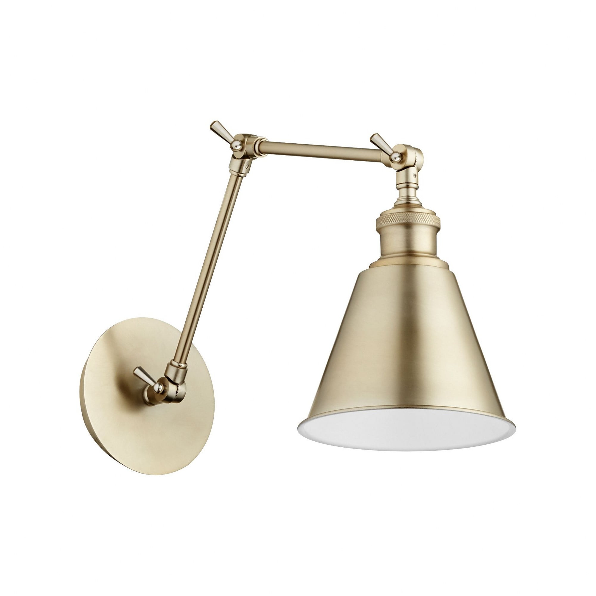 Aged Brass Adjustable Arm Metal Wall Sconce