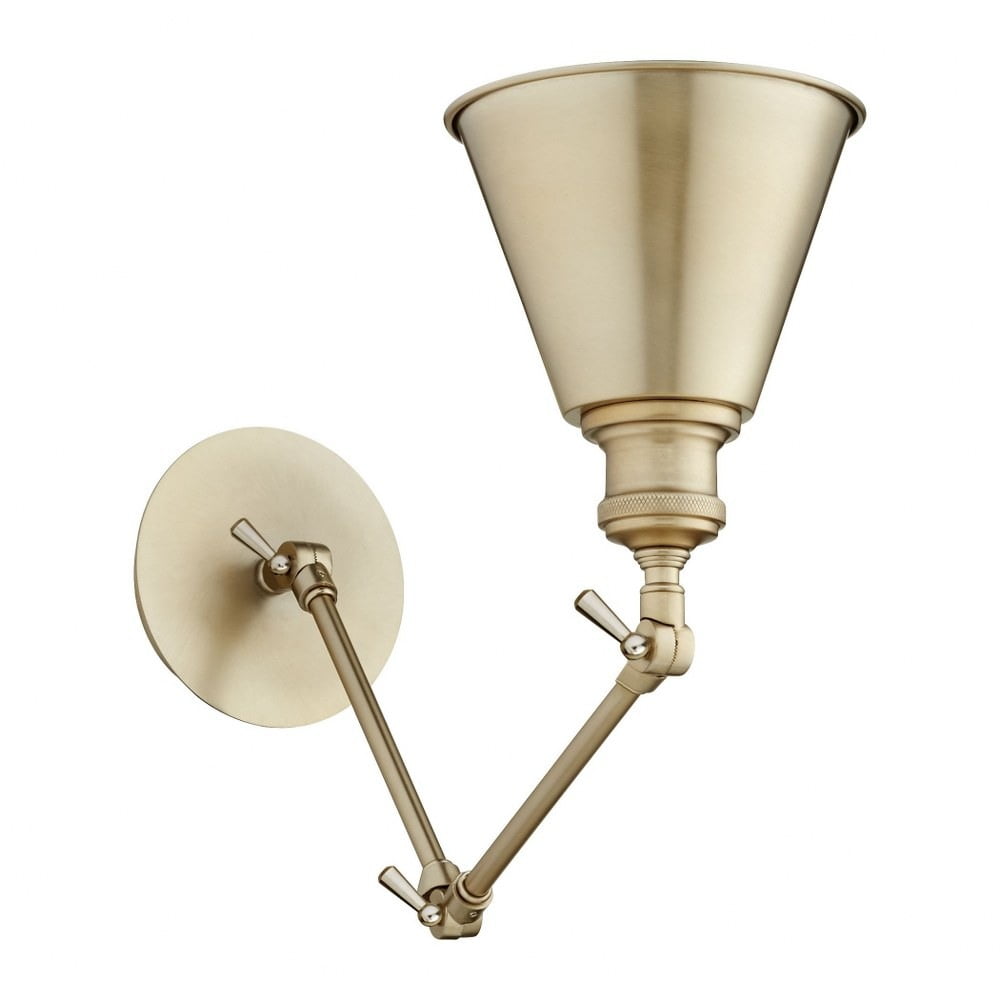 Aged Brass Adjustable Arm Metal Wall Sconce