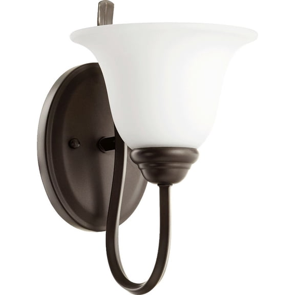 Quorum Lighting Spencer Glass Wall Sconce, 1 Light, Oiled Bronze, 7W x 11.5H x 8.75D