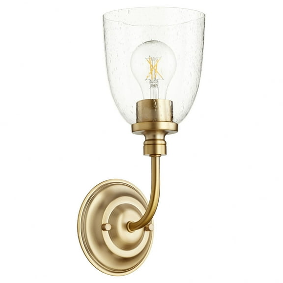5522-1-280-Quorum Lighting-Rossington - 1 Light Wall Mount in Quorum Home Collection style - 5 inches wide by 12.5 inches high-Aged Brass Finish-Clear