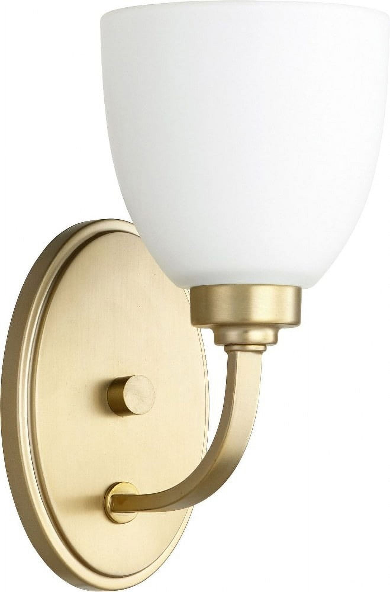 Aged Brass and Satin Opal Glass Wall Sconce